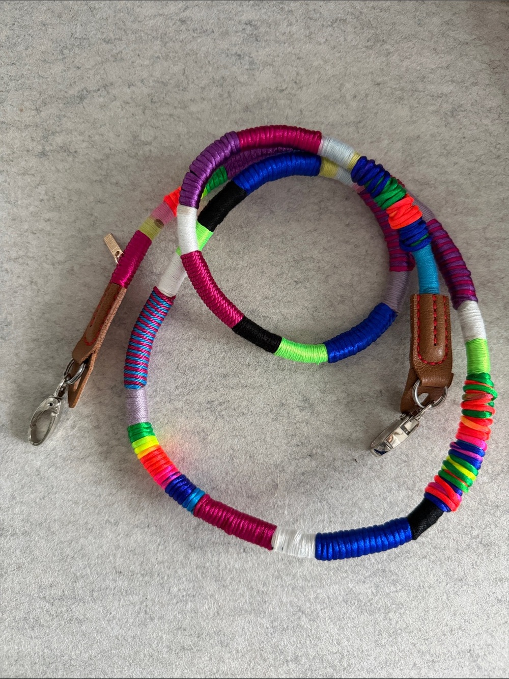 Woman’s Multicolor Wrapped Lanyard Strap - Pink, Blue, Green